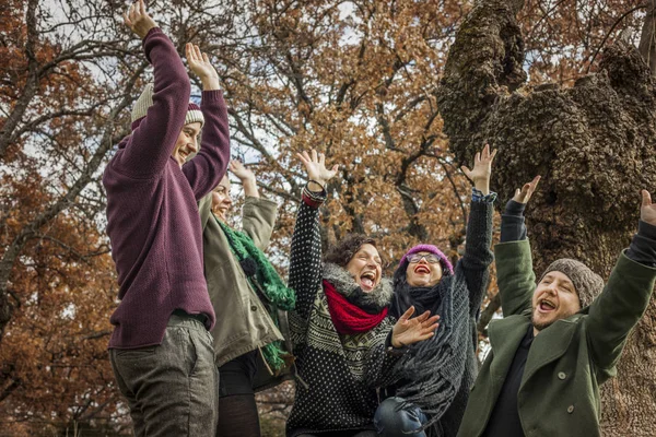 Mutlu arkadaş ekip çalışması kadar elle zaferini kutluyor