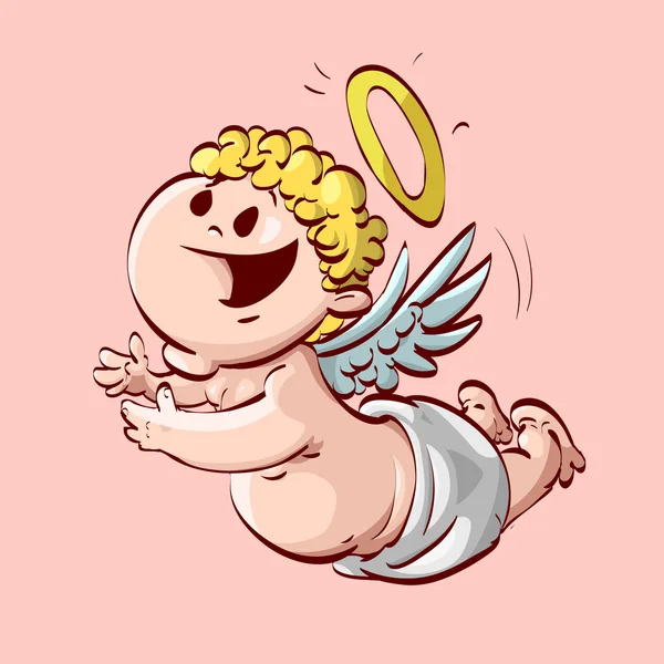 Zbor desene animate copil înger — Vector de stoc