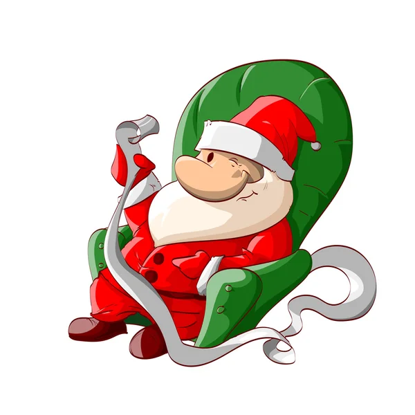 Санта сидять в крісло, читання дітей літер — стоковий вектор