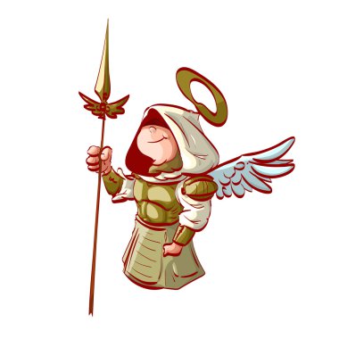 Karikatür bir mızrak tutan Archangel