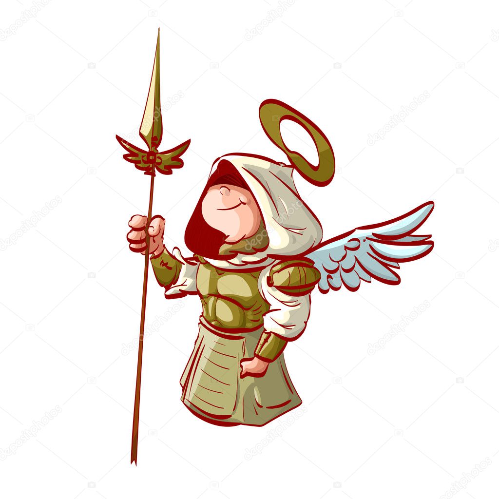 Cartoon Archangel holding a spear
