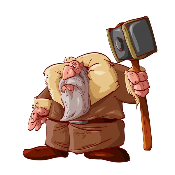 Cartoon dwarf warrior — Stock vektor