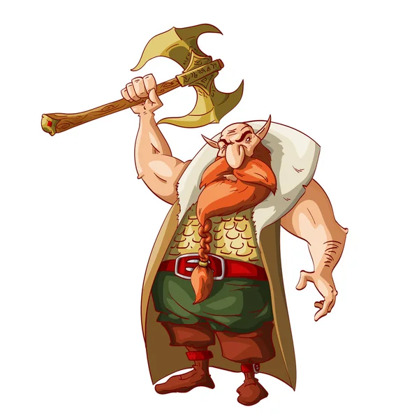 Cartoon fantasy dwarf warrior — Stock vektor