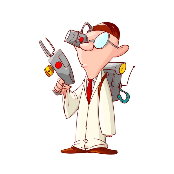 Cartoon Scientist dengan kacamata - Stok Vektor