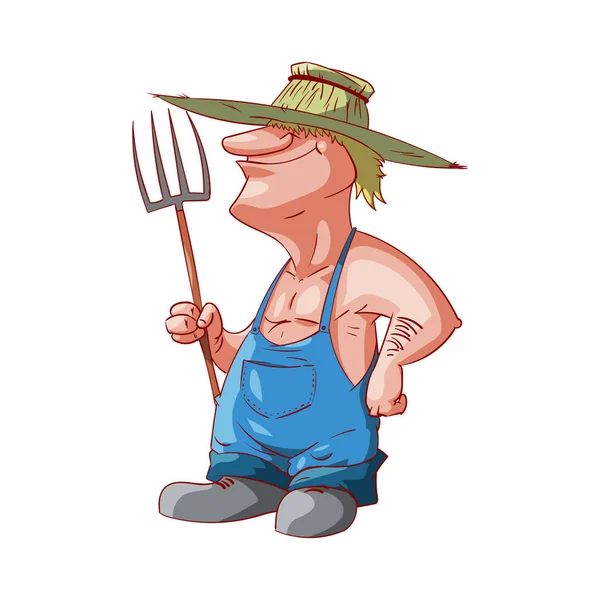 Kreslený zemědělec nebo vidlák — Stockový vektor