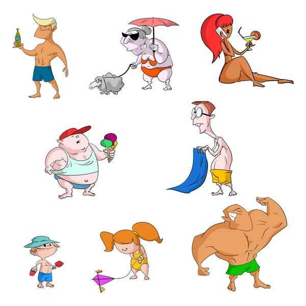 Conjunto de personajes de playa — Archivo Imágenes Vectoriales