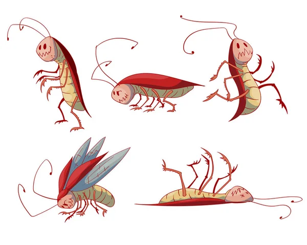 Set of cartoon cockroaches — Stock Vector