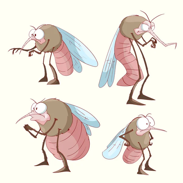 Conjunto de mosquitos dos desenhos animados — Vetor de Stock