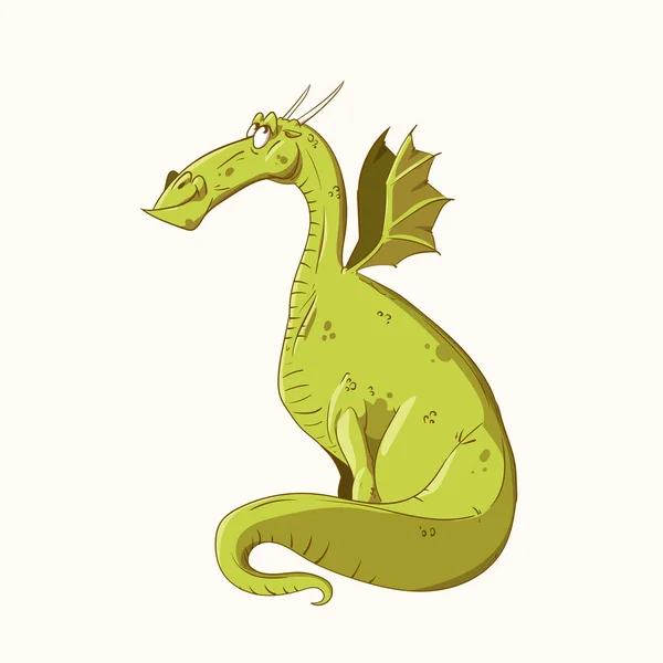 Dibujos animados dragón verde — Archivo Imágenes Vectoriales