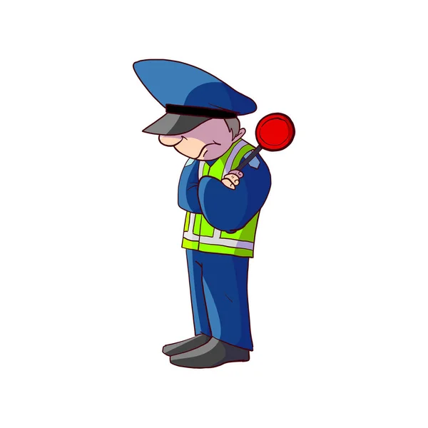 Πολύχρωμα κινούμενα σχέδια αξιωματικός της αστυνομίας κυκλοφορίας — Διανυσματικό Αρχείο
