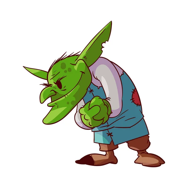 Desenhos animados goblin verde ou troll —  Vetores de Stock