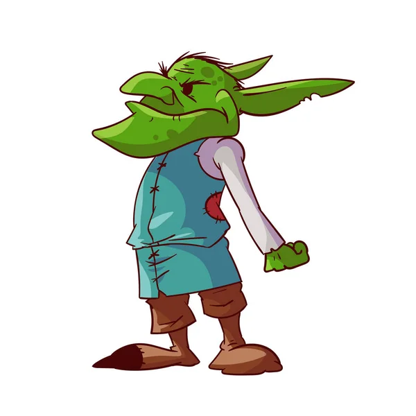 Cartoon groene kabouter of trol — Stockvector