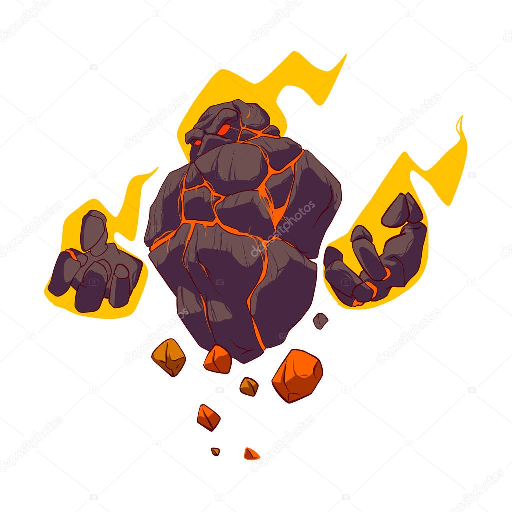 Cartoon vector illustration of a lava golem