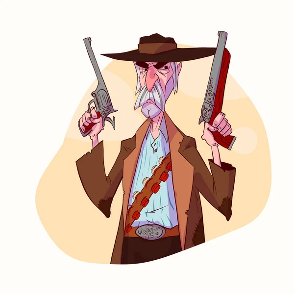 Colorful Vector Illustration Cartoon Bounty Hunter Cowboy Outlaw — Stock Vector