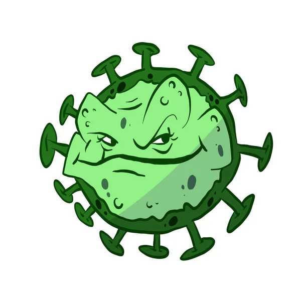 Ilustrasi Vektor Berwarna Dari Karakter Virus Hijau - Stok Vektor