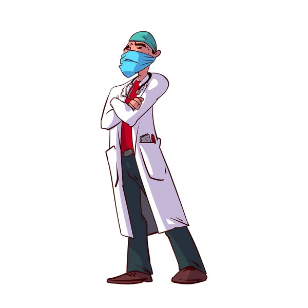 Bir Erkek Doktor Uzmanının Renkli Vektör Çizimi — Stok Vektör