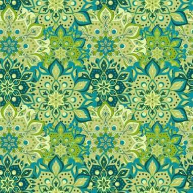 Kusursuz el çizimi mandala deseni. Doğu tarzında klasik elementler. Duvar kağıtları, arka planlar ve sayfa dolumu için doku. İslam, Arap, Hintli, Türk, sedir, Asya motifleri. Vektör illüstrasyonu.