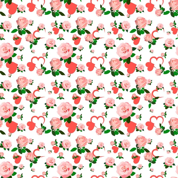 Patrón de rosas sin costura para el día de San Valentín . — Archivo Imágenes Vectoriales