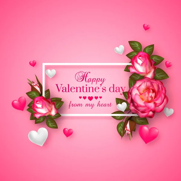 Realistische 3d bloemen Valentines day achtergrond. — Stockvector