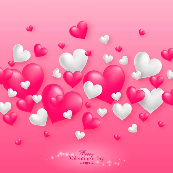 Realistiska flytande 3d Valentine hjärtan bakgrund — Stock vektor