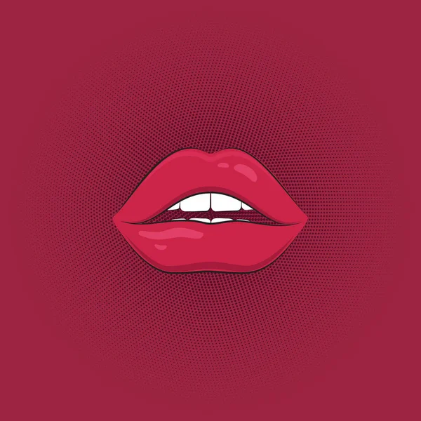Print of sexy pink lips. — Stock Vector