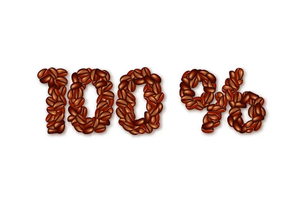 Semnează 100% din boabe de cafea . — Vector de stoc