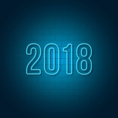 Yeni yıl 2018 neon tabela.