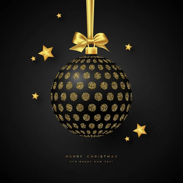 Boule noire réaliste de Noël . — Image vectorielle