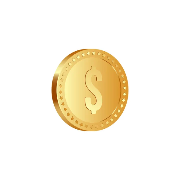 Moneda metálica de oro . — Vector de stock