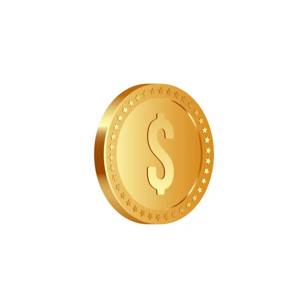 Golden metallic dollar coin. — Stock Vector