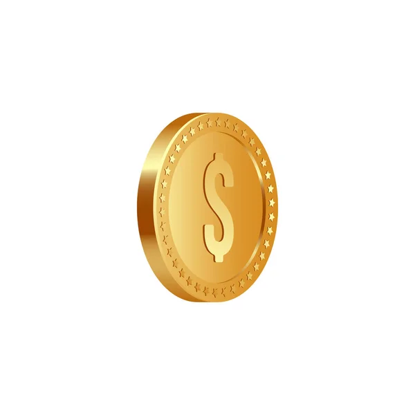 Zlaté kovové mince dolaru. — Stockový vektor