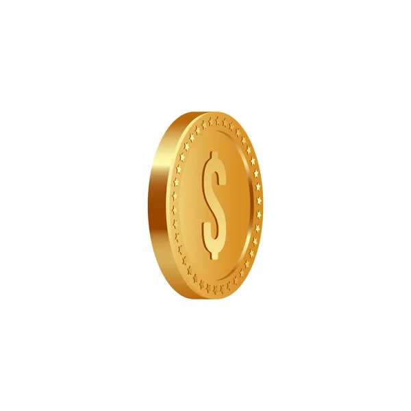 Golden metallic dollar coin. — Stock Vector