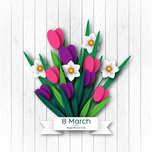 Tarjeta de felicitación 8 de marzo . — Vector de stock