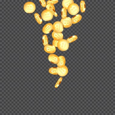 Düşen metalik bitcoins arka plan.