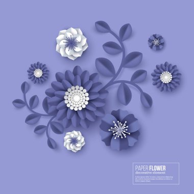Kağıt kesme çiçek mavi renk.
