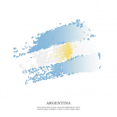 Arjantin bayrağı ile noktalı resim efekti, doku. Beyaz arka plan üzerinde izole. Vektör çizim.