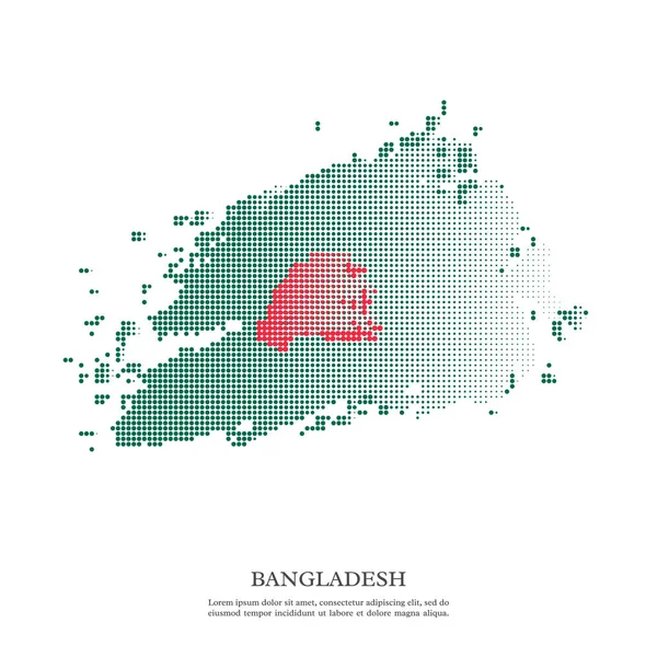 Noktalı resim efekti, doku ile Bangladeş bayrağı. Beyaz arka plan üzerinde izole. Vektör çizim.