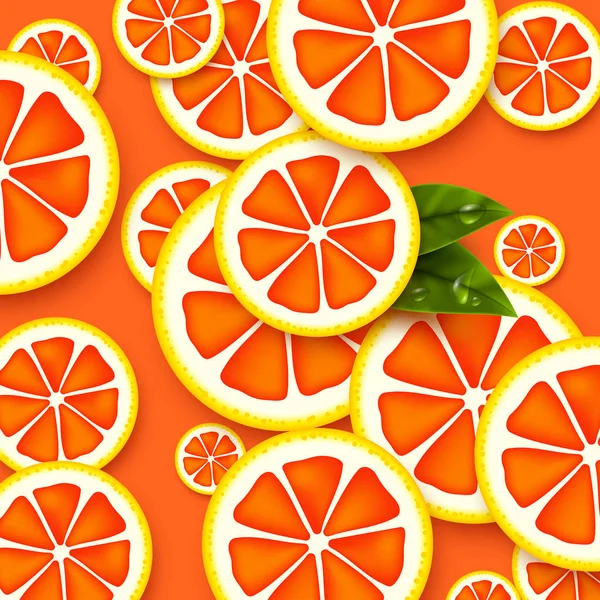 Grapefruit background. Sliced grapefruits pieces. — Stock Vector