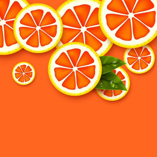 Grapefruit background. Sliced grapefruits pieces. — Stock Vector