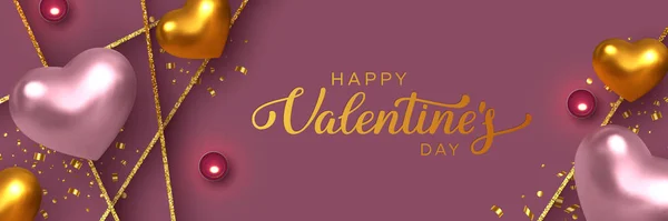 Happy Valentines Day Banner. — Stockvektor