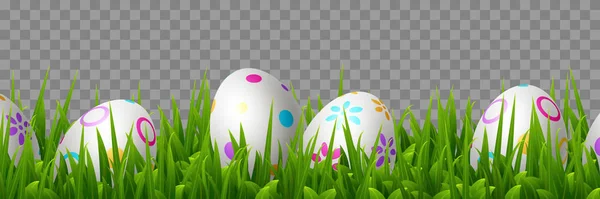Vector Easter eggs in green grass. — Stock Vector