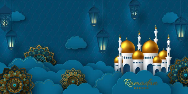 Banner vectorial Ramadan Kareem . — Vector de stock