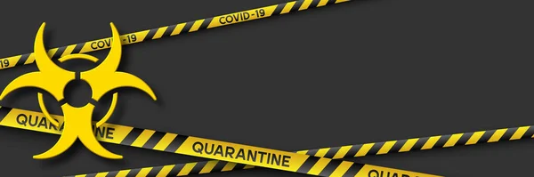 Bannière de quarantaine Coronavirus avec rayures . — Image vectorielle