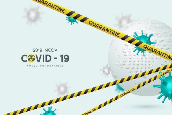 Banner de cuarentena del coronavirus de advertencia . — Vector de stock