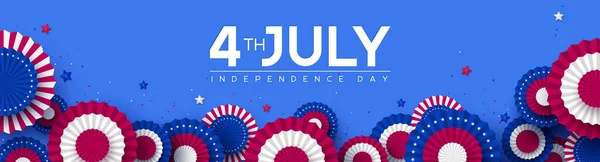 7月4日アメリカ独立記念日の旗. — ストックベクタ