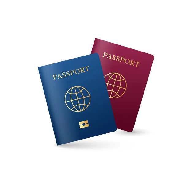 Passaporte internacional realista com sinal globo . — Vetor de Stock