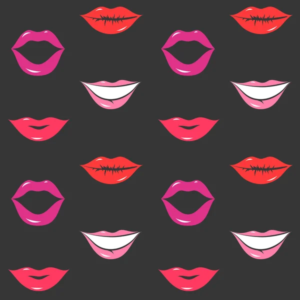 Painted lips pattern seamless — Stock Vector