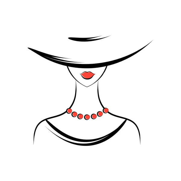 Mujer en el sombrero — Vector de stock