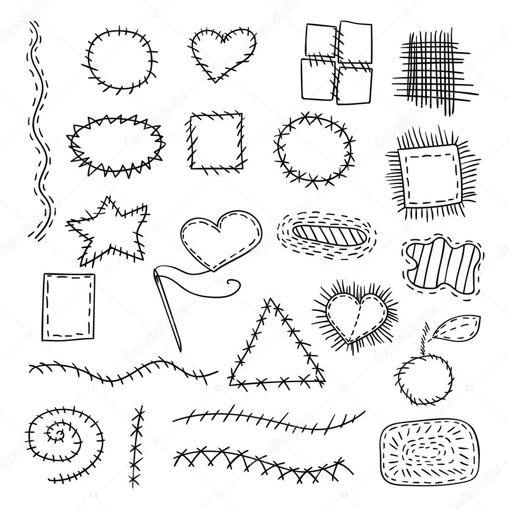 Sewing Patches Frames Stock Vector