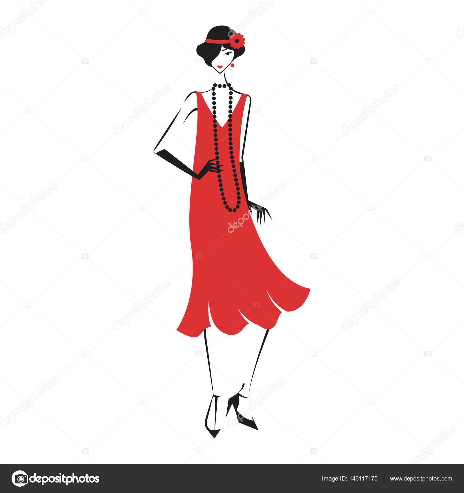 Woman in a dress of the 20's Stock Vector Image by ©  #146117175